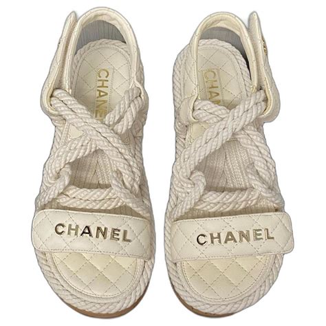 sandale blanche chanel|chanel suede sandals.